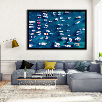 Aerial Boats Over Turquoise Sea Wall Art