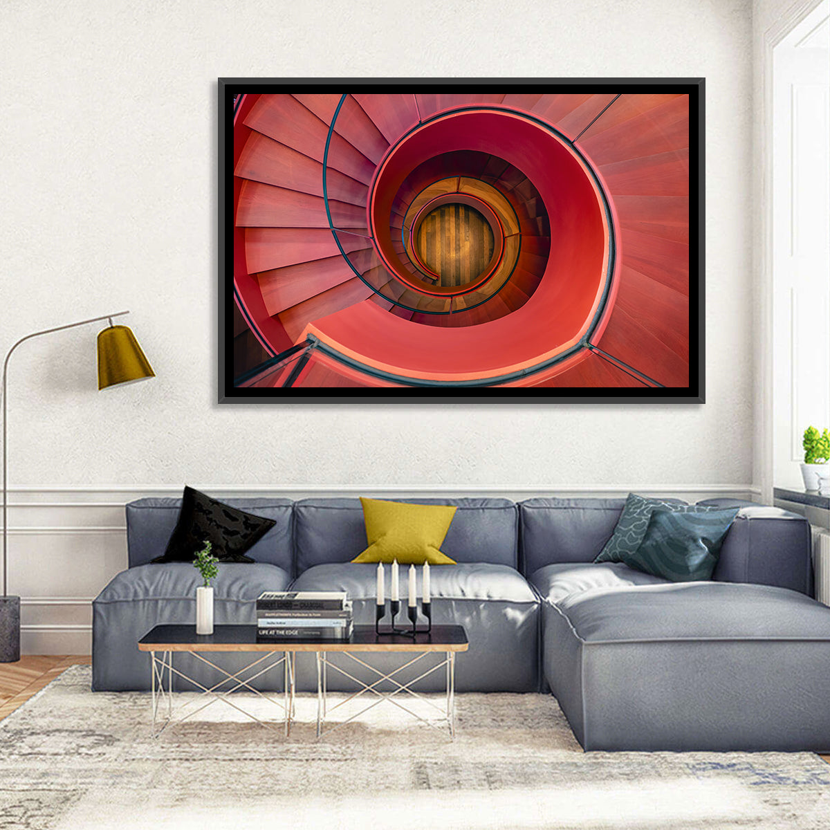 Red Spiral Staircase Wall Art