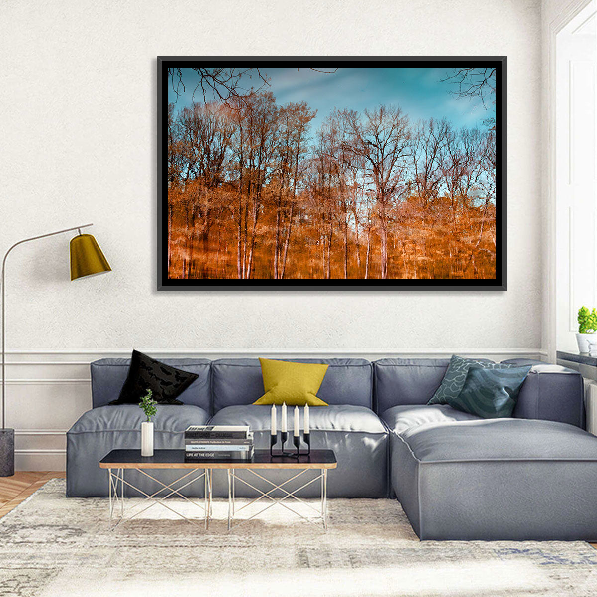 Autumn Reflection Wall Art in a room, landscape