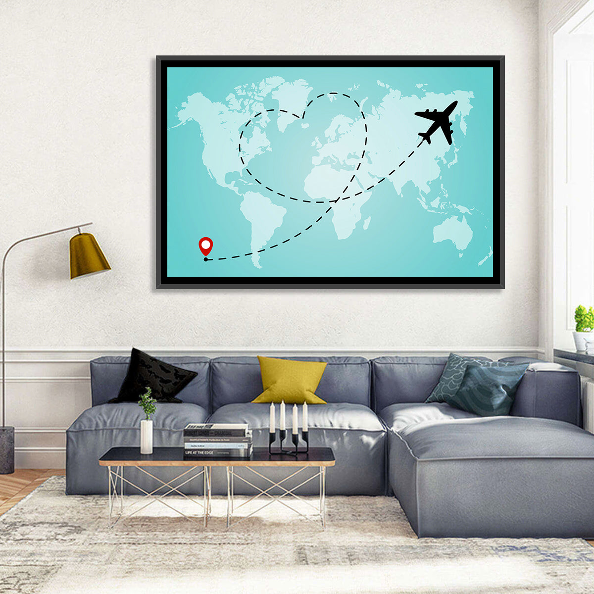 Heart Flight Map Wall Art
