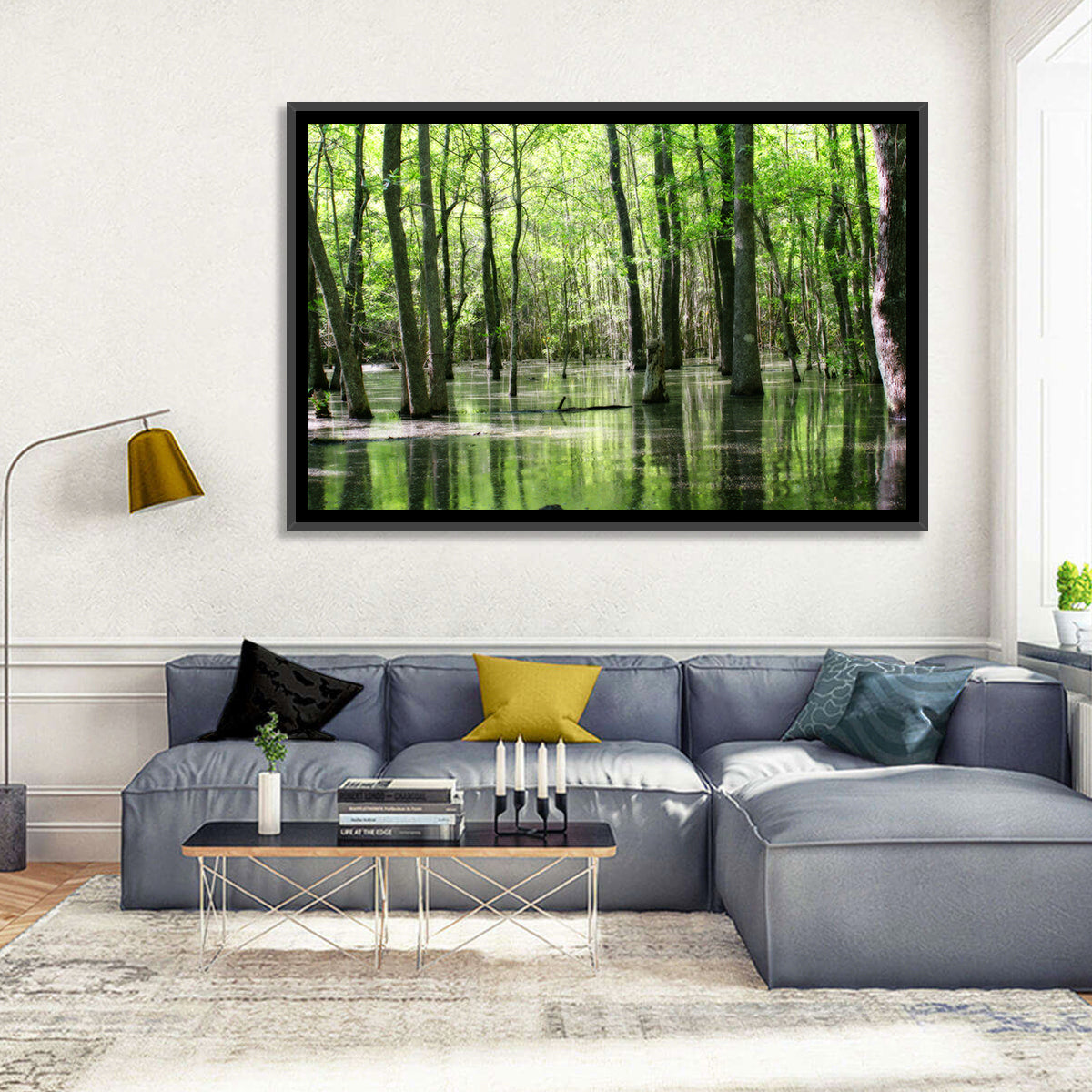Sunlit Swamp Forest Wall Art