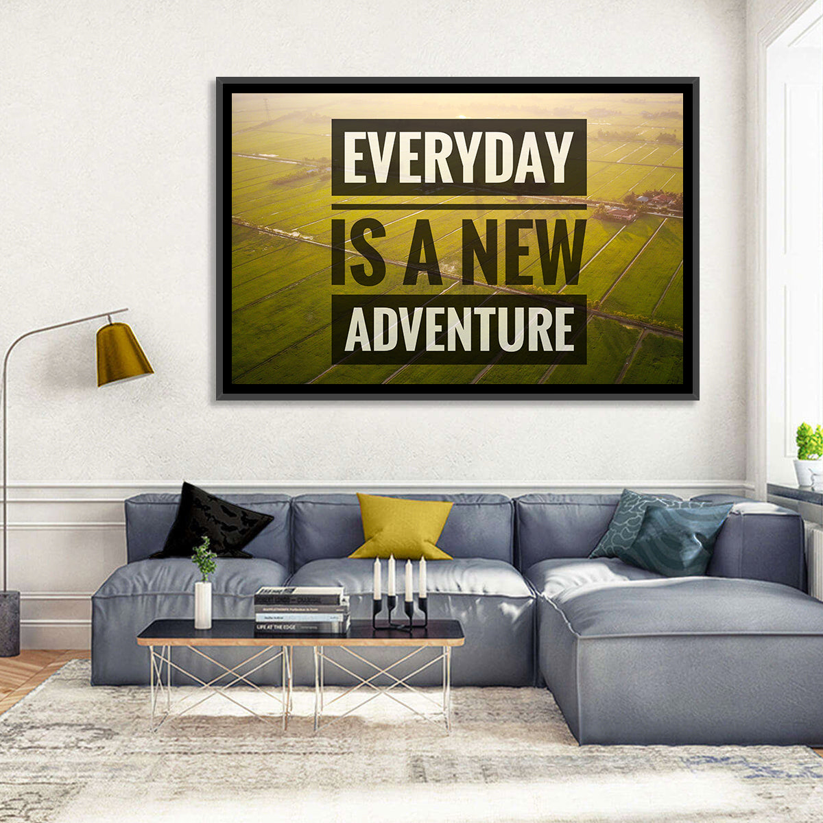 Everyday Is a New Adventure Wall Art in a room, landscape