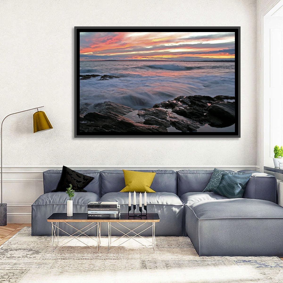 Rocky Coast Sunset Wall Art