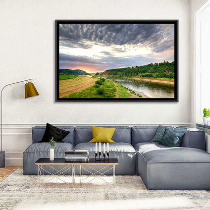 Elbe River at Golden Hour Wall Art