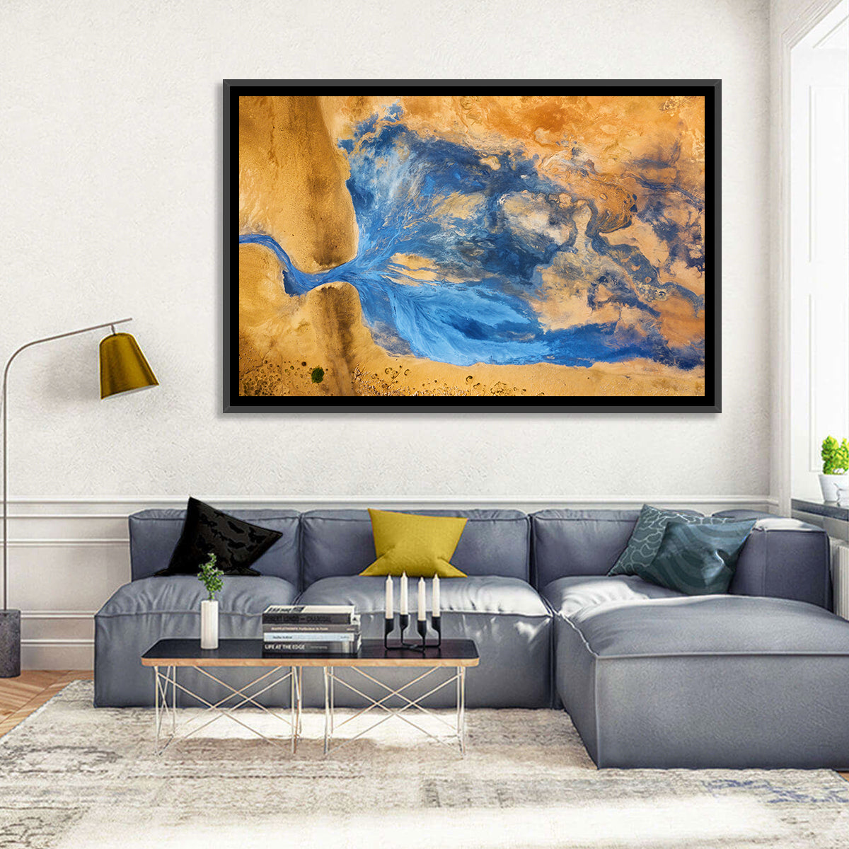 Geysers Valley Aerial View Wall Art in a room, landscape