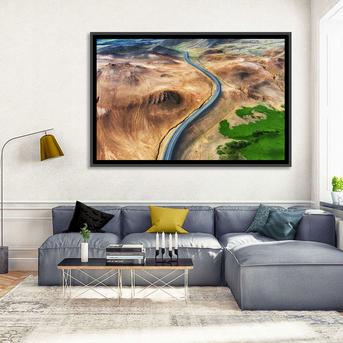 Winding Road in Geysers Valley Wall Art in a room, landscape