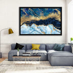 Navy Blue Marble with Gold Veins Wall Art