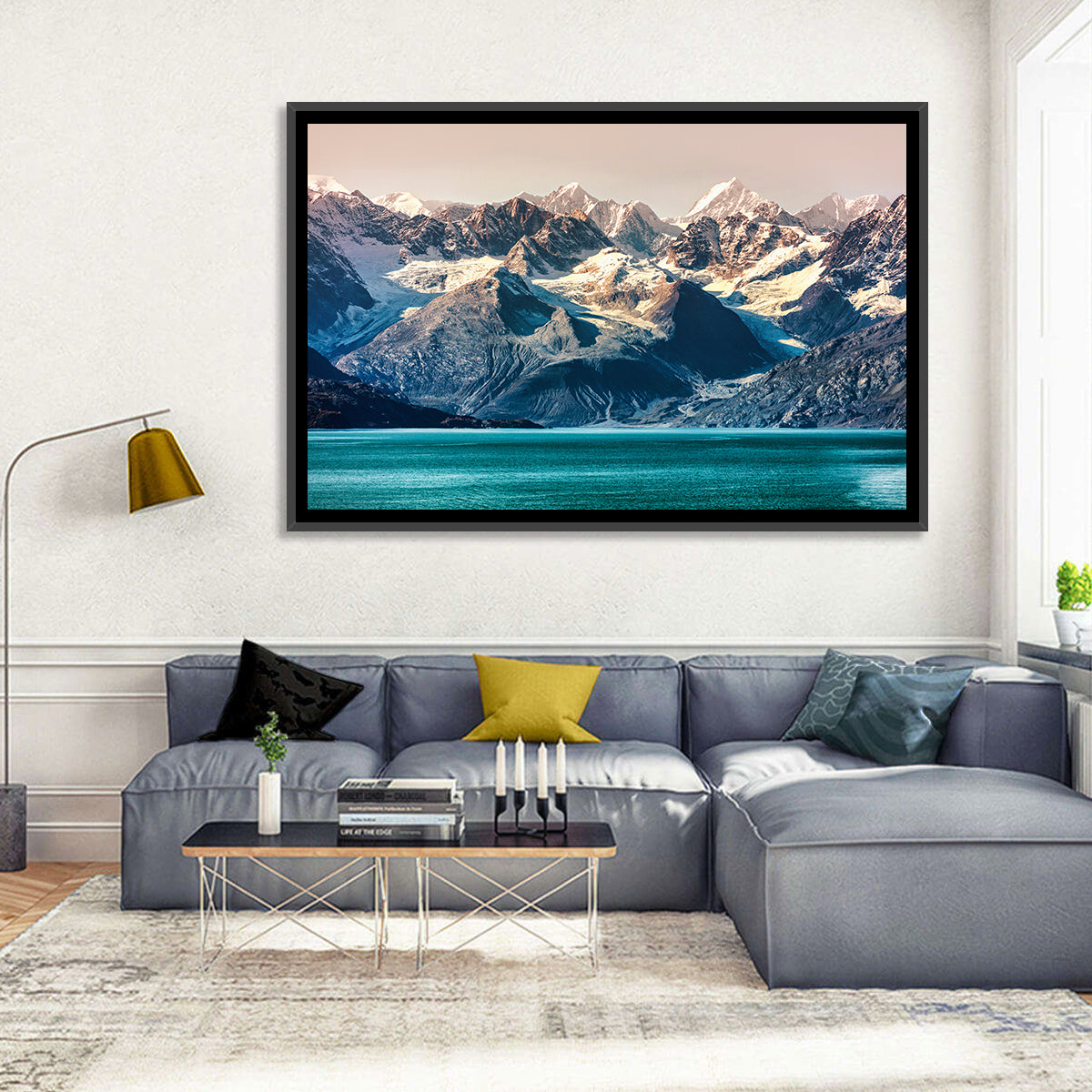 Glacier Bay Turquoise Waters Wall Art in a room, landscape