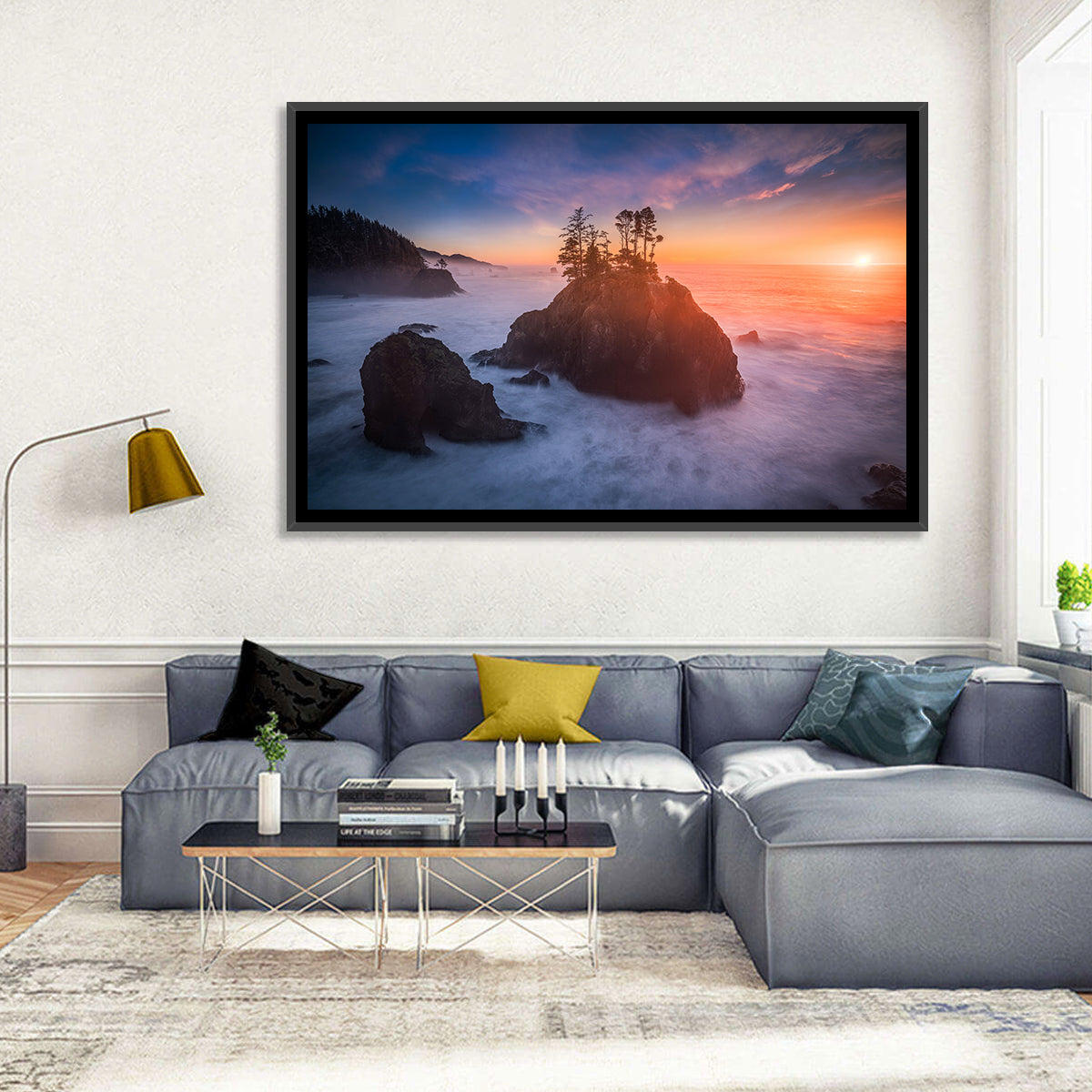 Secret Beach Sunset, Oregon Wall Art in a room, landscape