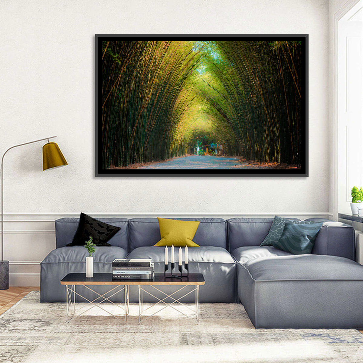 Arched Bamboo Tunnel Wall Art in a room, landscape