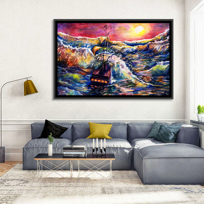 Stormy Sunset Sailing Ship Wall Art