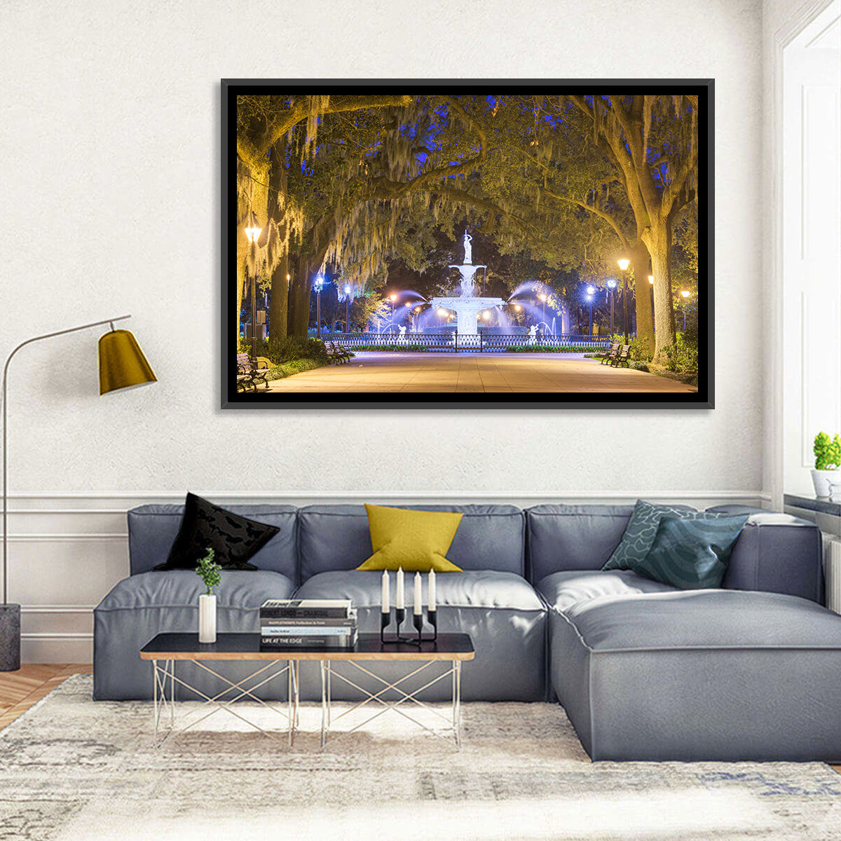 Forsyth Park Fountain at Night Wall Art