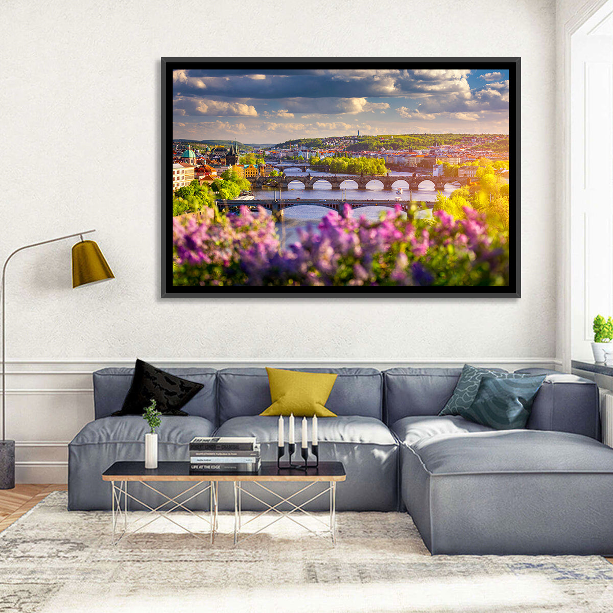Prague Vltava Bridges in Spring Light Wall Art