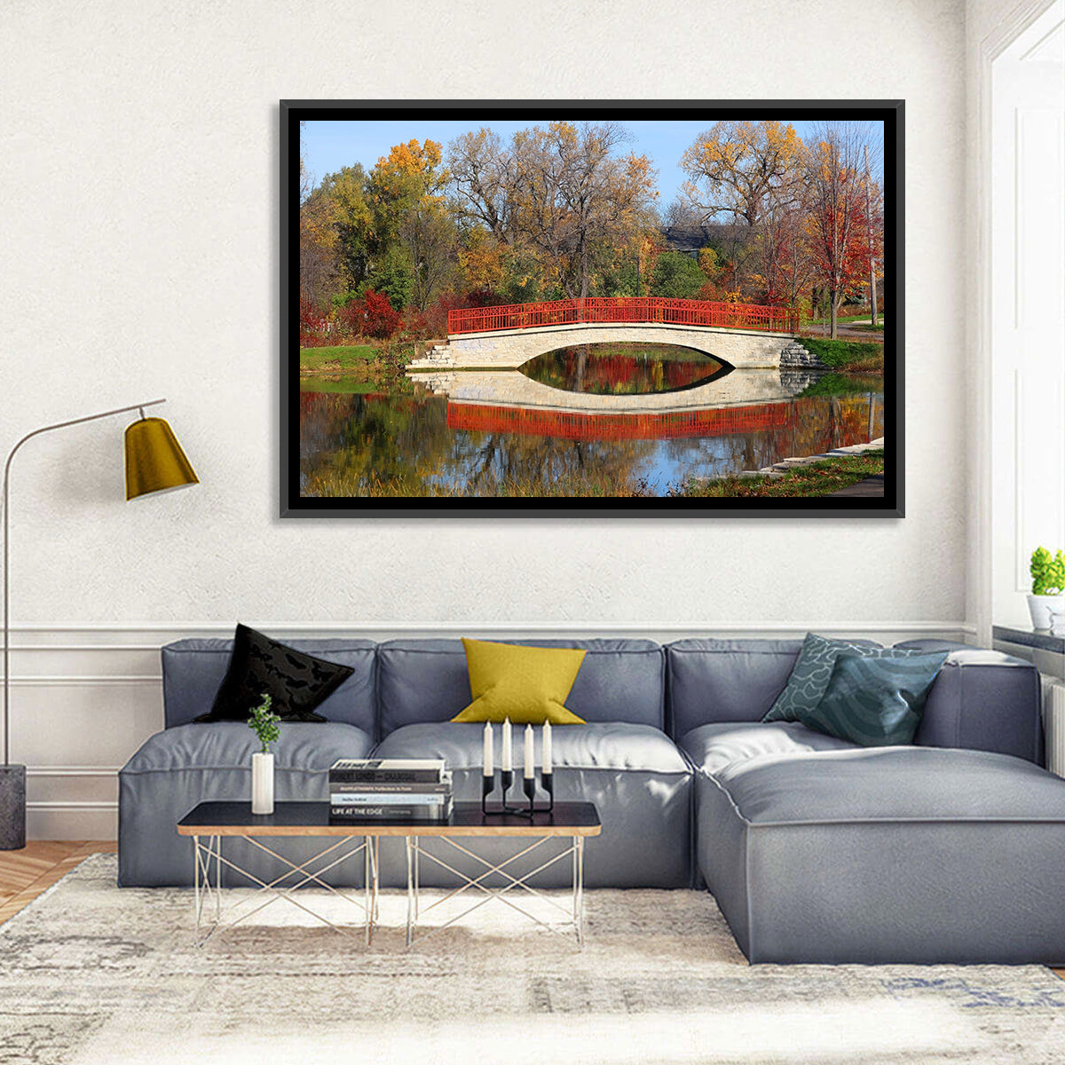 Tenney Park Stone Bridge Reflection Wall Art
