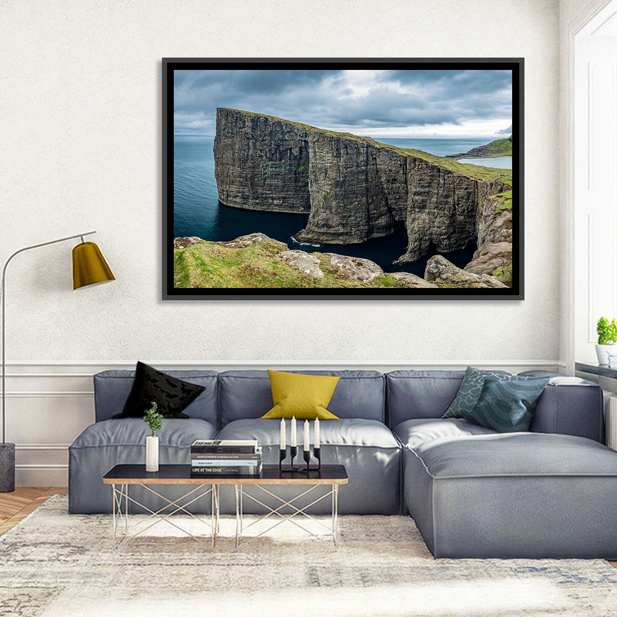 Trælanípa Cliff, Faroe Islands Wall Art in a room, landscape