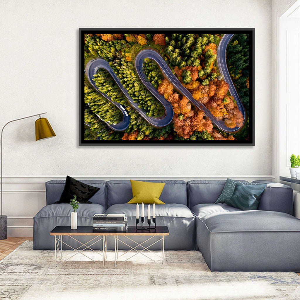 Autumn Aerial Mountain Road Wall Art