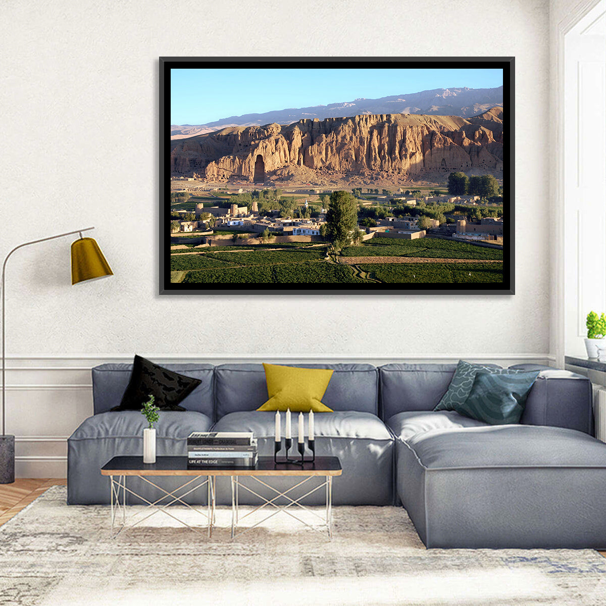 Bamiyan Valley Cliff Niche at Golden Hour Wall Art