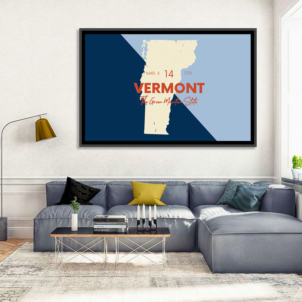 Vermont Map, Green Mountain State Wall Art