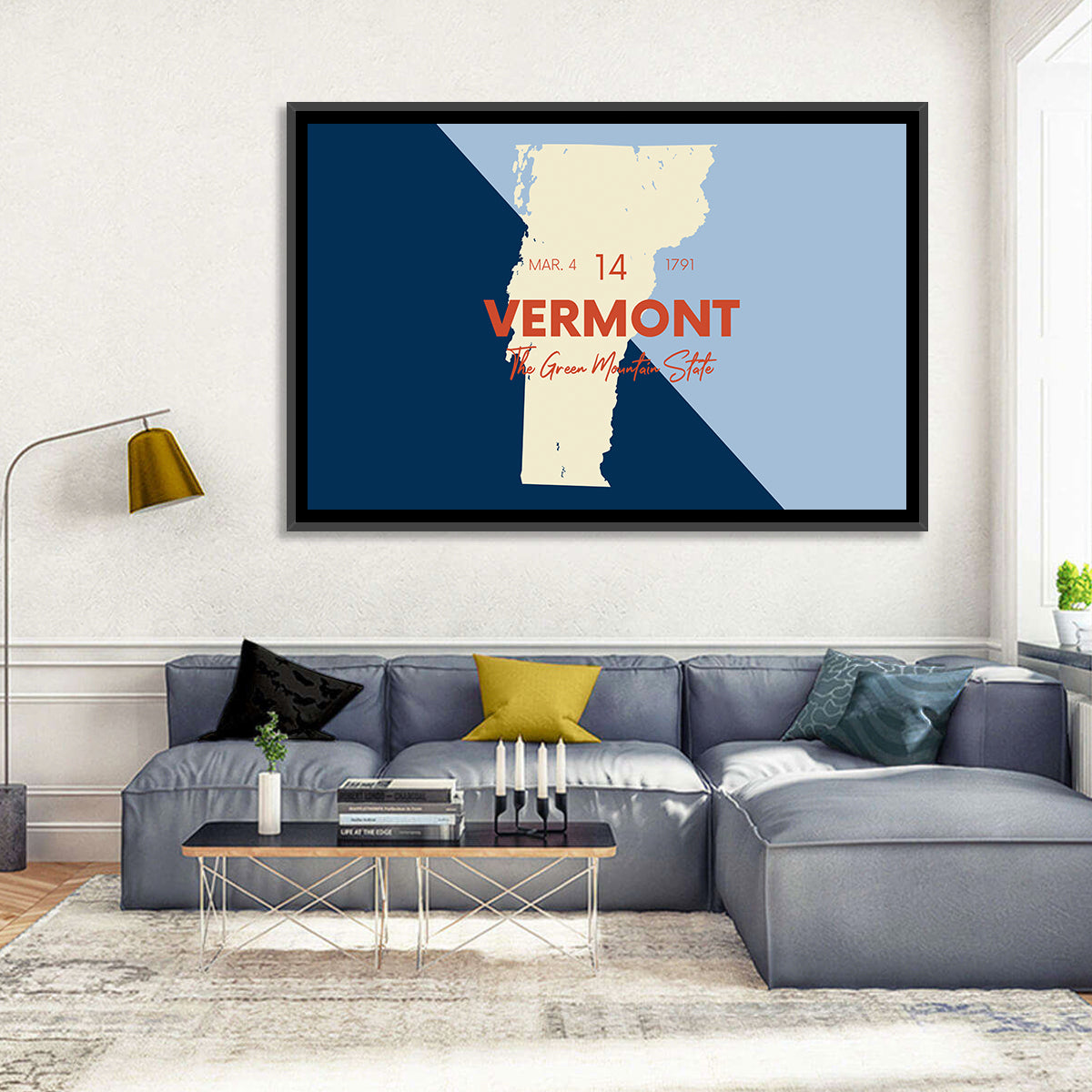 Vermont Map, Green Mountain State Wall Art