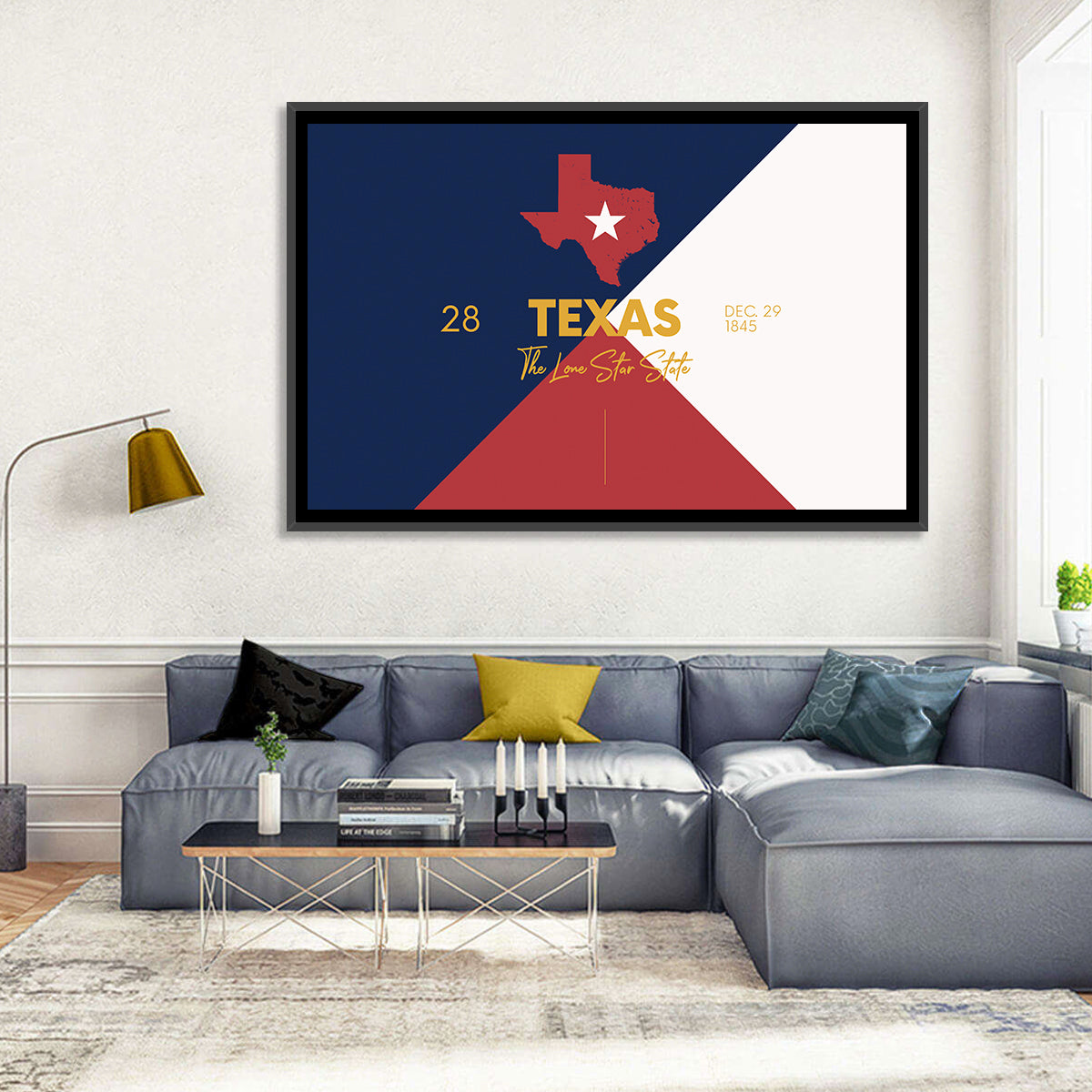 Lone Star State Map Wall Art in a room, landscape