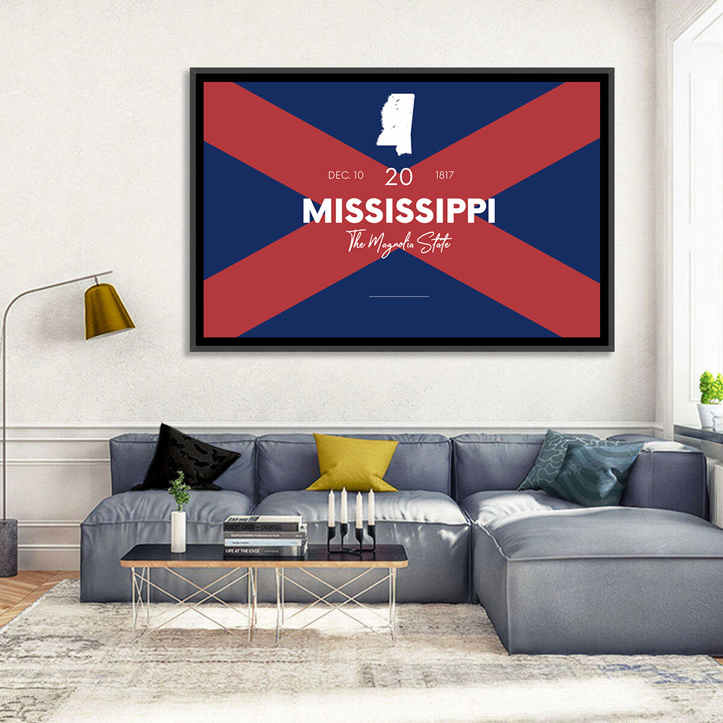 Mississippi Map, the Magnolia State Wall Art