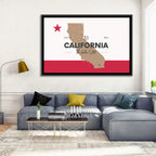 California Map with Red Star Wall Art