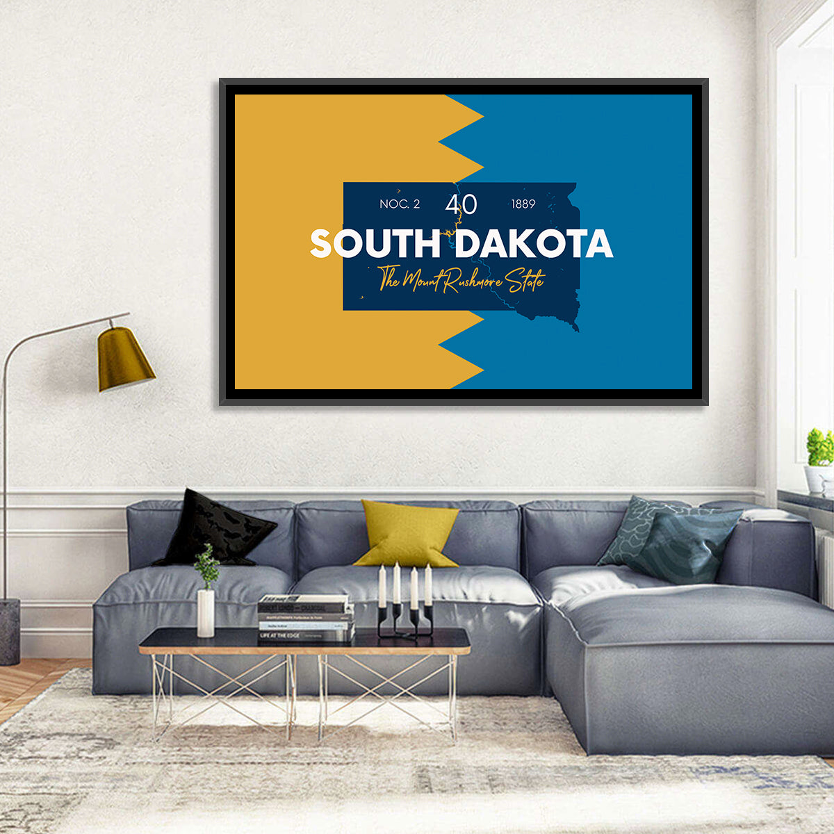 South Dakota Silhouette Map Wall Art