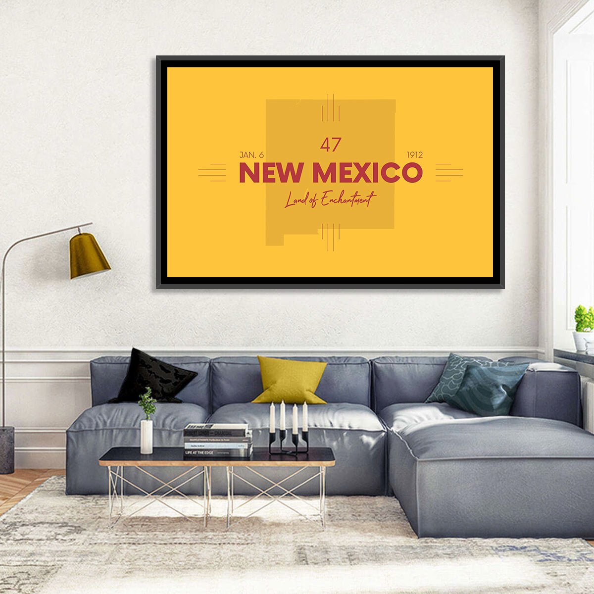New Mexico Typographic Map 1912 Wall Art in a room, landscape