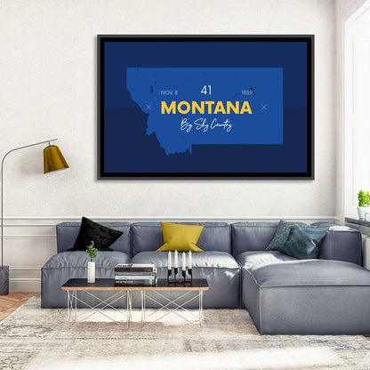 Montana Map Typography Big Sky Country Wall Art