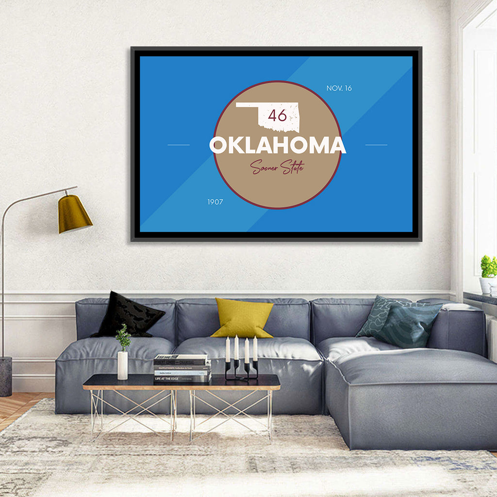 Oklahoma State Medallion Map Wall Art