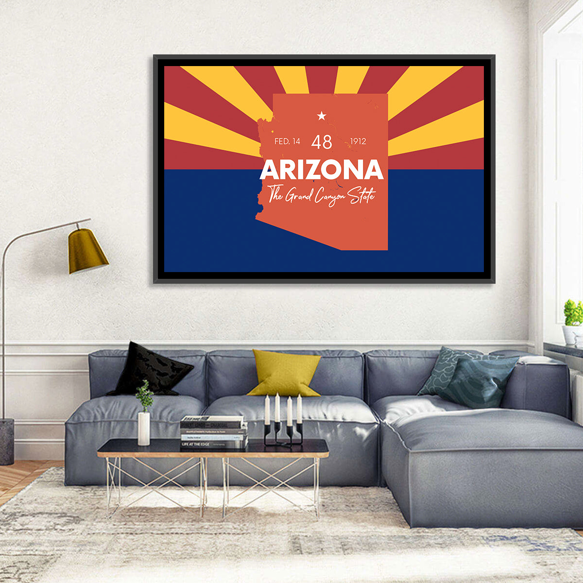 Arizona Sunburst Map Wall Art in a room, landscape