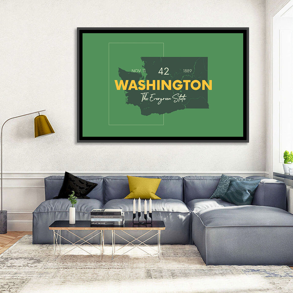 Minimalist Washington State Map Wall Art