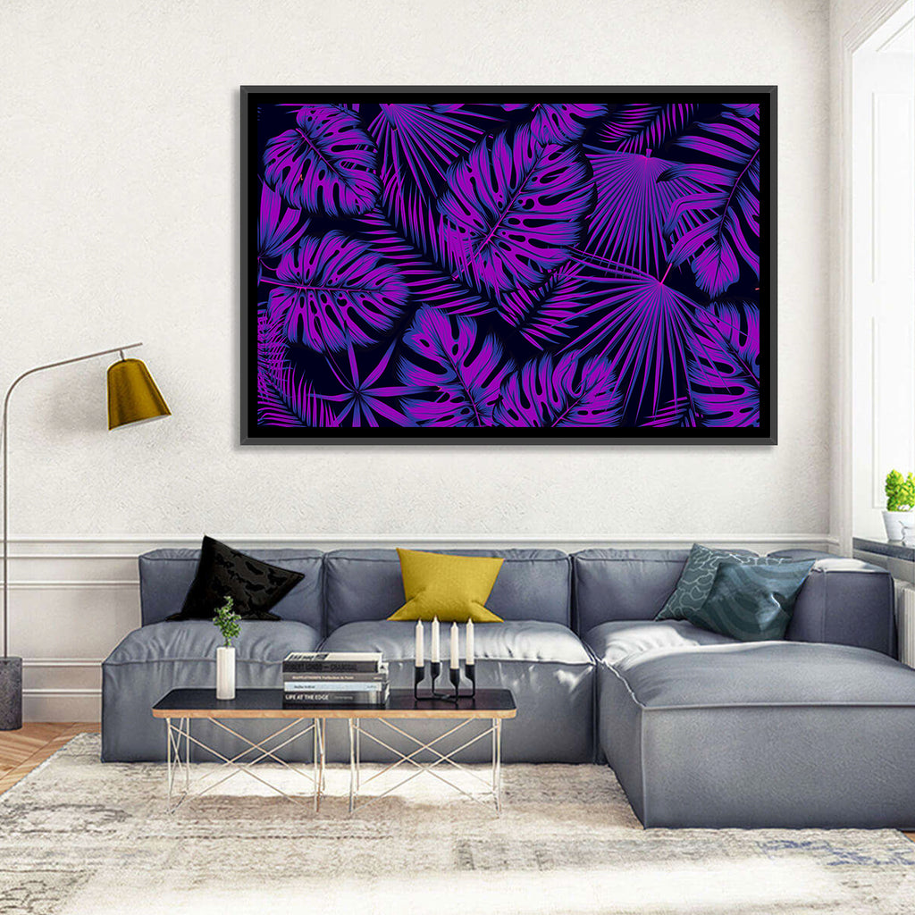 Violet Tropical Leaves Wall Art