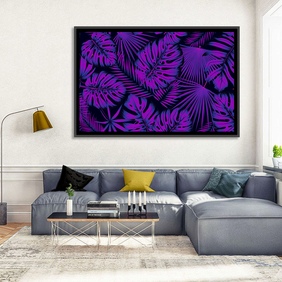 Violet Tropical Leaves Wall Art