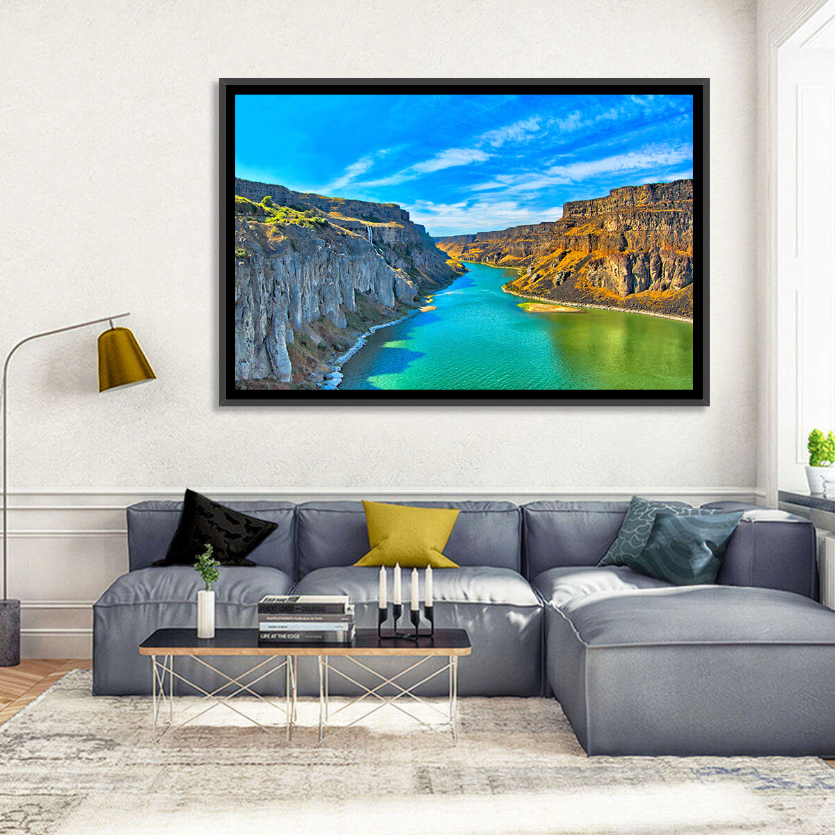 Snake River Canyon at Twin Falls Wall Art in a room, landscape