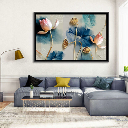 Blue Lotus Botanical Backdrop Wall Art
