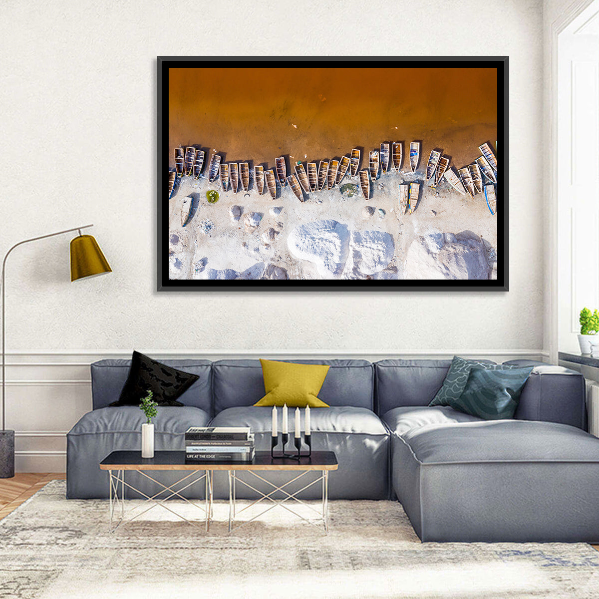Lac Rose Boats Aerial View Wall Art