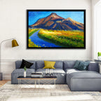 Mountain Village Stream at Golden Hour Wall Art