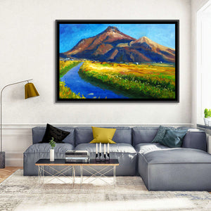 Mountains Village Stream Wall Art