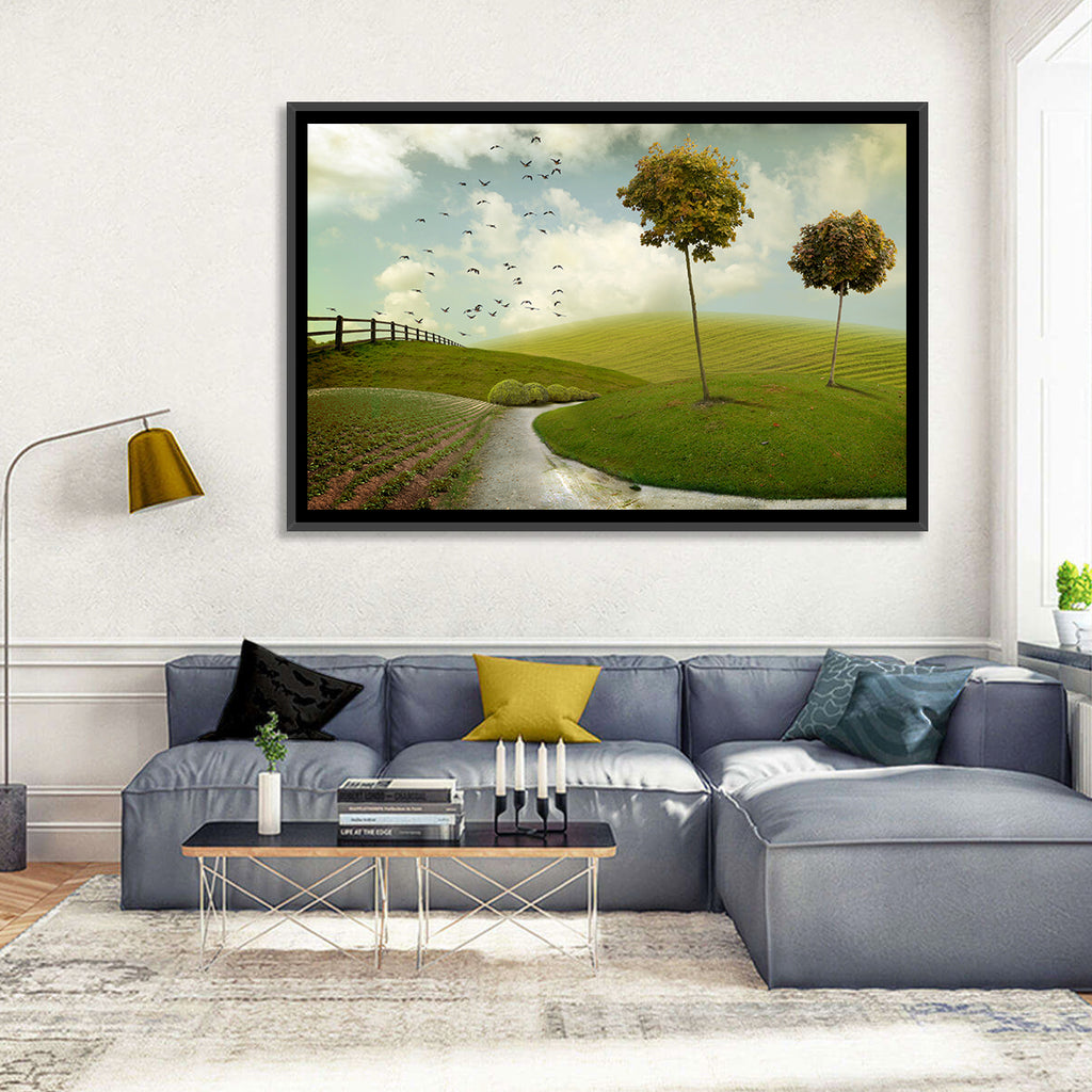 Serene Green Hills Pathscape Wall Art