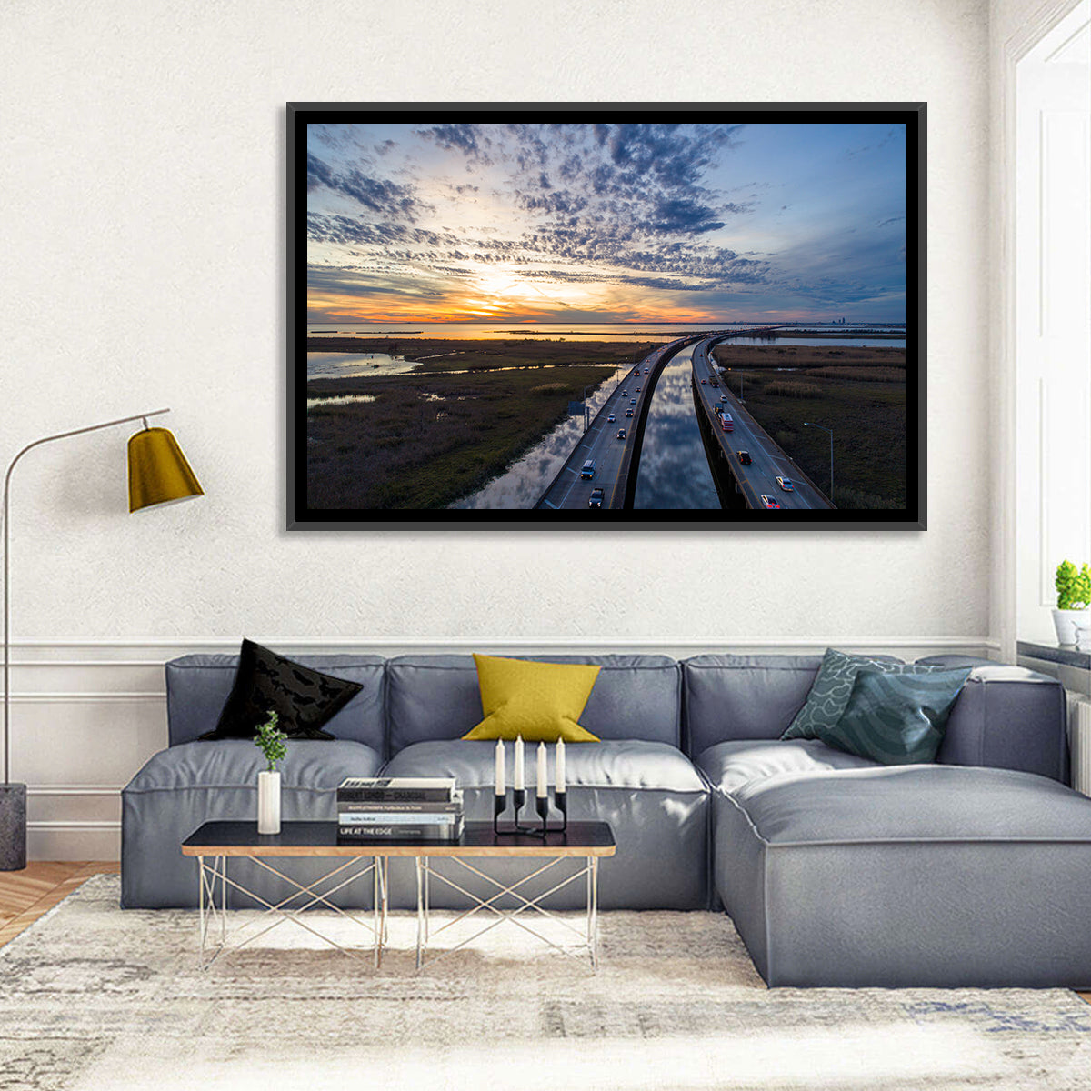 Mobile Bay Bridge at Sunset Wall Art