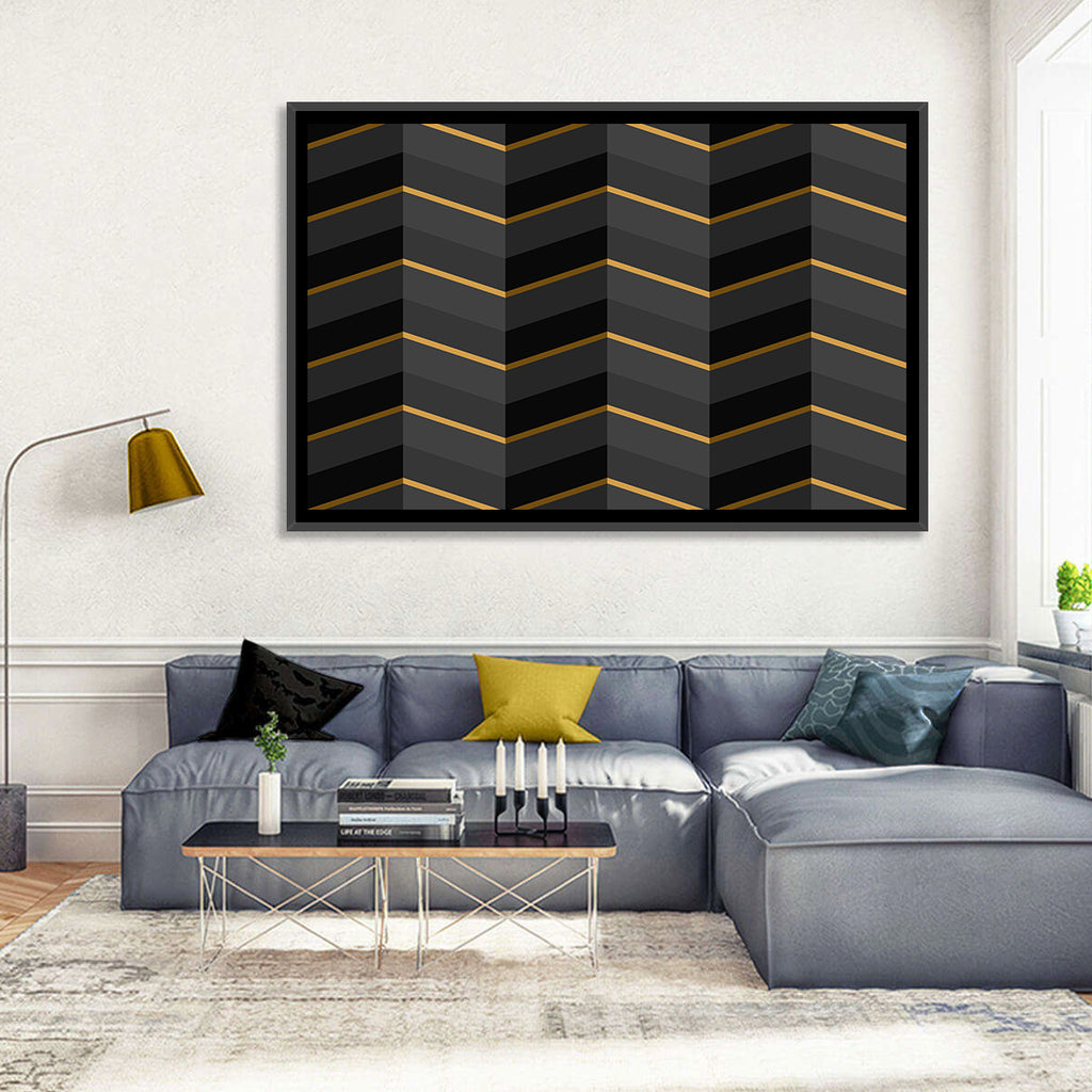 Black Stripes with Gold Accents Wall Art