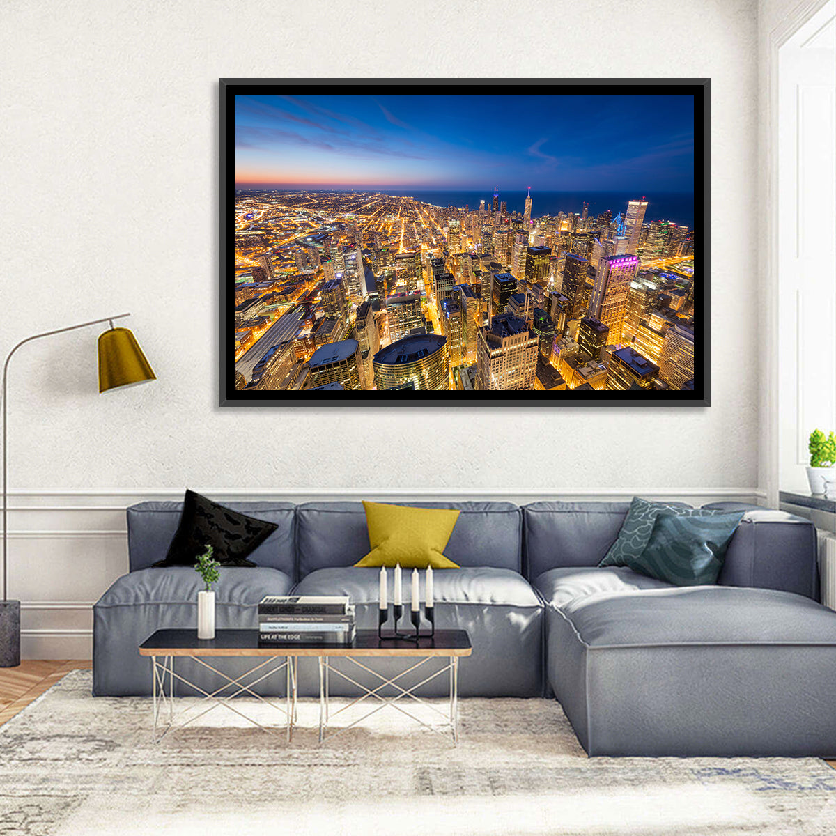 Aerial Chicago Nightscape Wall Art