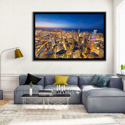 Aerial Chicago Nightscape Wall Art