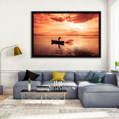 Uluabat Lake Fisherman at Dusk Wall Art