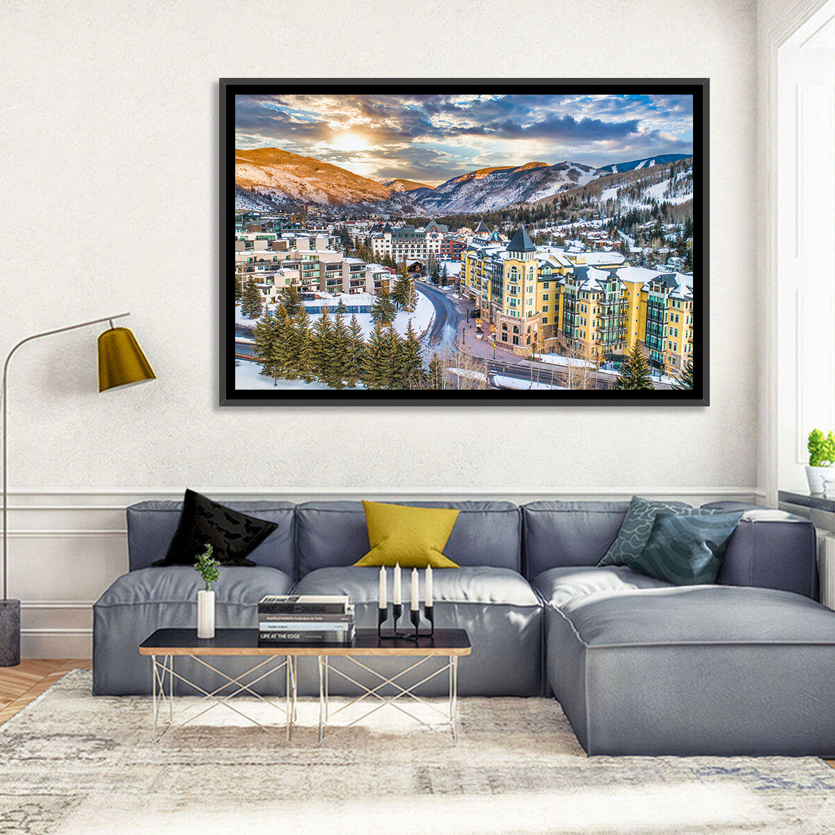 Vail Village Skyline Wall Art in a room, landscape