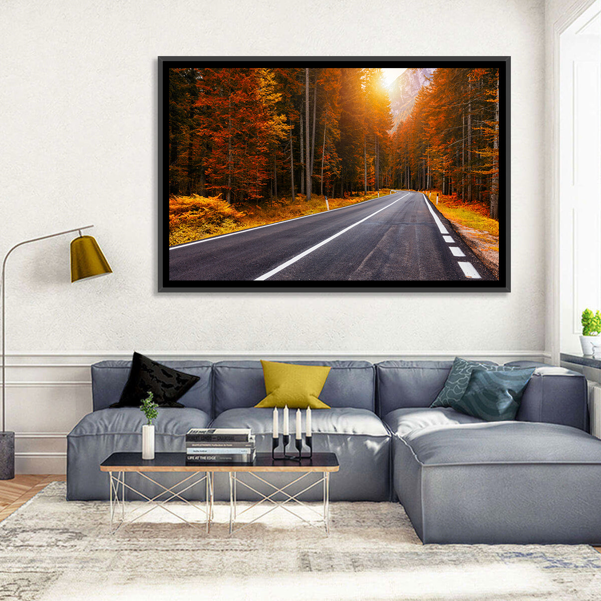 Golden Hour Forest Road Wall Art