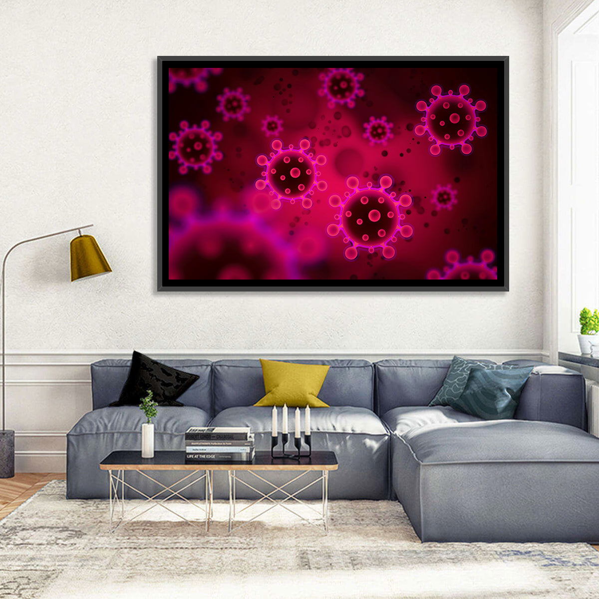 Microscopic Virus Particle Study Wall Art in a room, landscape