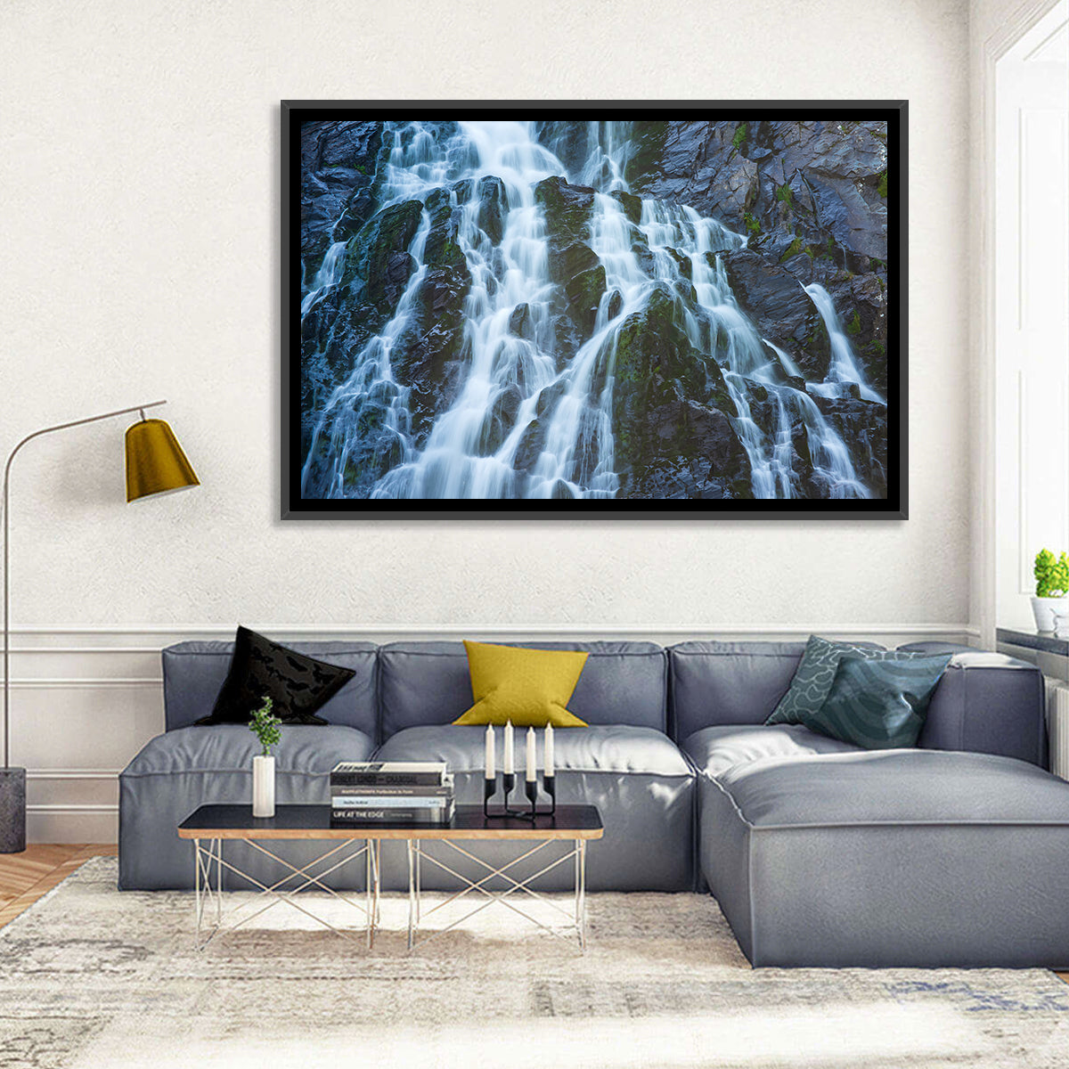 Balea Cascada Waterfall Wall Art in a room, landscape
