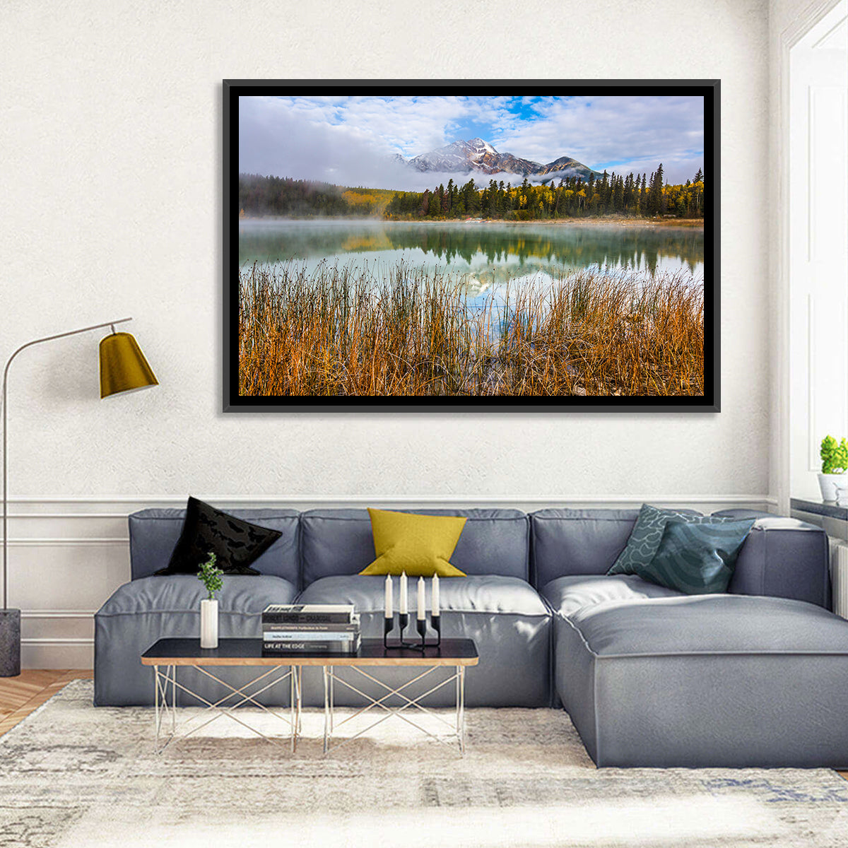 Pyramid Mountain with Golden Grasses Wall Art